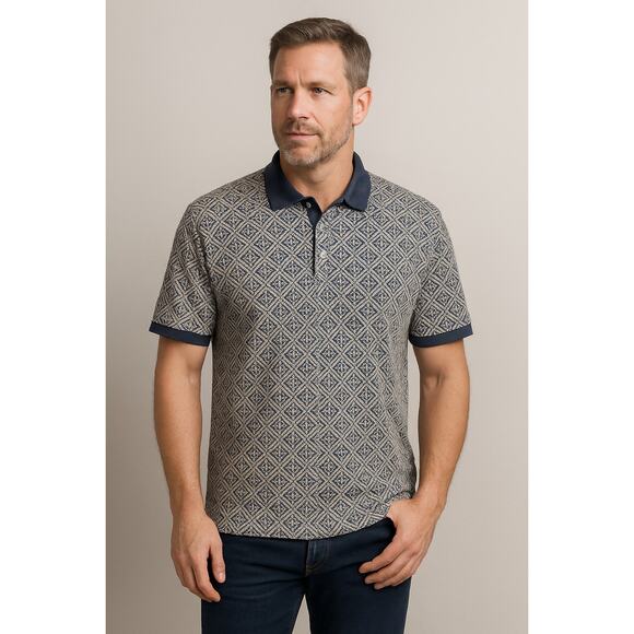 Vintage St John’s Bay Polo Shirt Sz Large 100% Cotton Geometric Knit 90s Dadcore - Picture 2 of 8